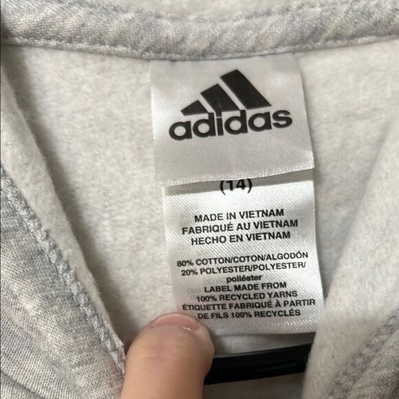 NWOT Adidas GIRLS Grey Hoodie Size Large 14 - Picture 2 of 6